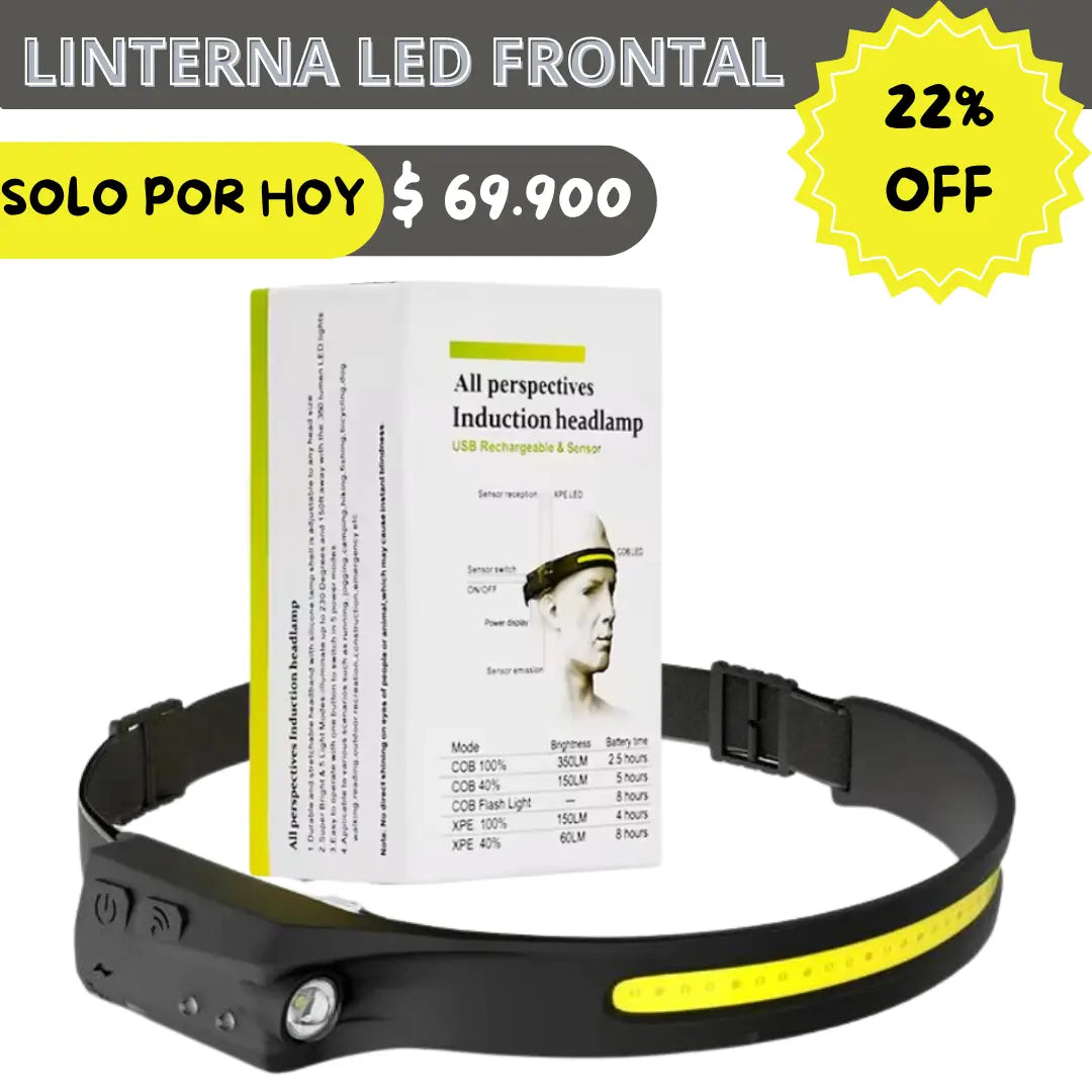 Linterna frontal LED  230°